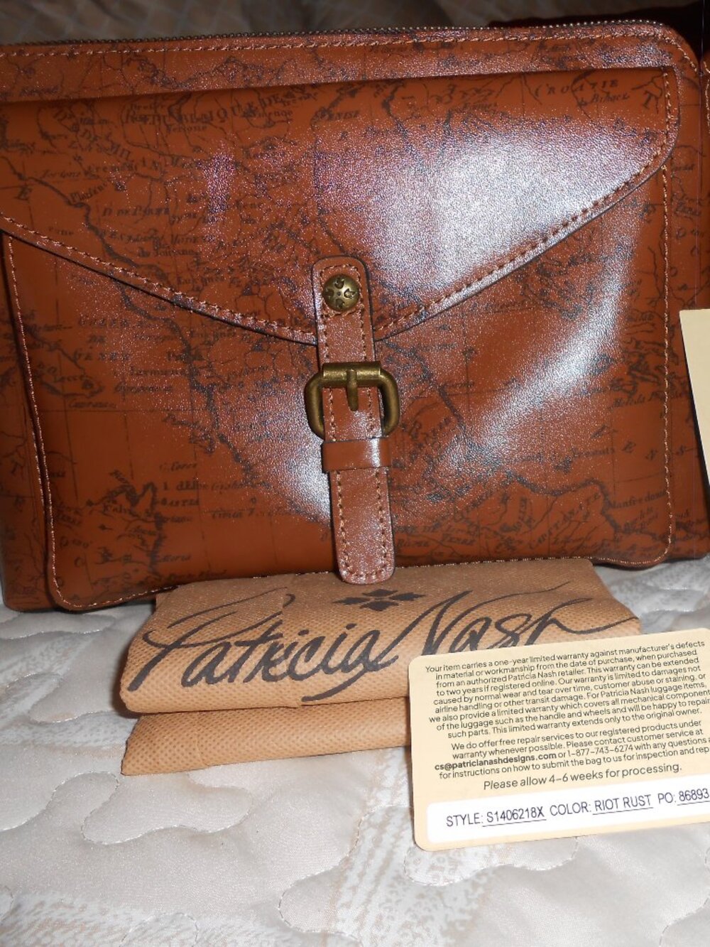 NWT Patricia Nash Signature Map Crossbody Purse Avellino Riot Rust brown medium
